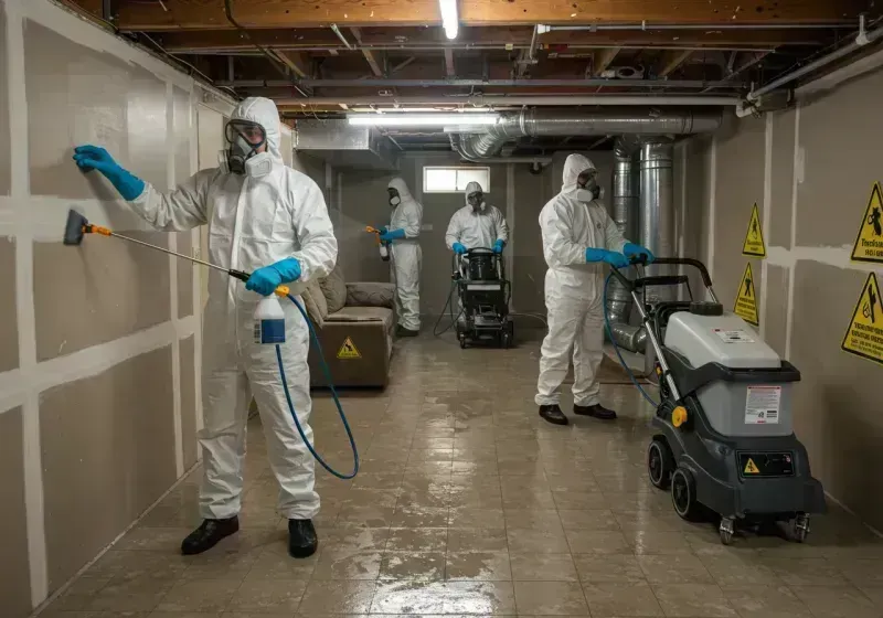 Basement Moisture Removal and Structural Drying process in Warren, RI